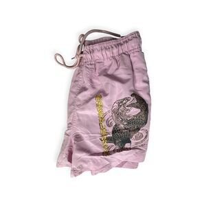 Keito Mens Pink Koi Fish Graphic Swim Trunks Mesh Lined Shorts Small
